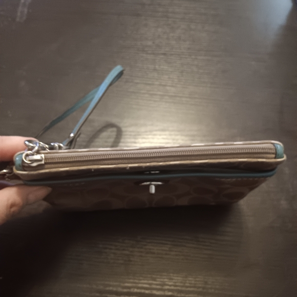 Coach Gray and Teal Wristlet Or Clutch - Picture 8 of 12